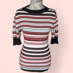 Jaclyn Smith 3/4 Sleeve Striped Short Sleeve Sweater Size Small